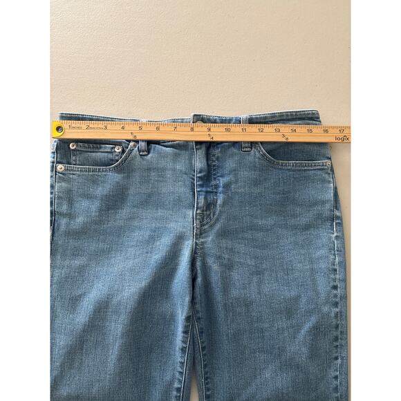 Ralph Lauren Blue Straight Cropped Embroidered Hem Denim Jeans Women's Size 6 - Picture 8 of 13